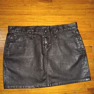 Gold sign leather skirt